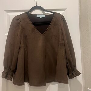 Tuckernuck Olive Suede Easton Blouse
